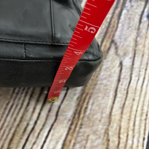 Gold Coral Black Leather Crossbody Organizer Hipster Bag 6x8x3 - Picture 7 of 10